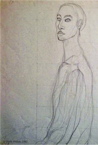 Irène Philips - Self Portrait - Graphite pencil on paper, +-1982