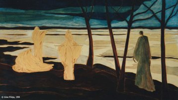 Irène Philips - ANANGKE, (After a poem by Albert Verwey), 1994, Tempera on paper, 30 x 50 cm.