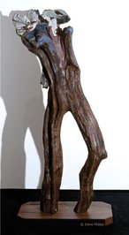 Irène Philips - THE VULCANOLOGIST - Polychrome wood, 140 cm, 2003