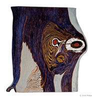 Irène Philips - DIONYSOS, LE VOYEUR VOYANT - Polychromed wood, 50 x 50 cm