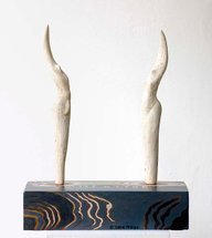 Irène Philips - BIRTH OF THE COUPLE - Ceramic and polychromed wood, 2003