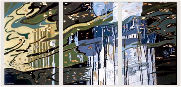 Irène Philips - HIDDEN WATERS or THE LOVERS FROM WATER - Triptych, Oil on canvas, 3 x 60 x 40 cm, 2002