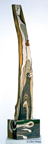 Irène Philips - MAKE YOUR PAIN INTO A HARP, BECOME A NIGHTINGALE, BECOME A FLOWER 2 (Tribute to Kostas Karyotakis and Maria Polidouri), Polychrome wood, 108 cm, 2004