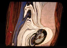 Irène Philips - THE VISION OF MEDUSA - Polychromed wood, 36 x 48 cm