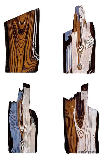 Irène Philips - CARESS - Polychromed wood, 4 x 40 x 20 cm, 2002