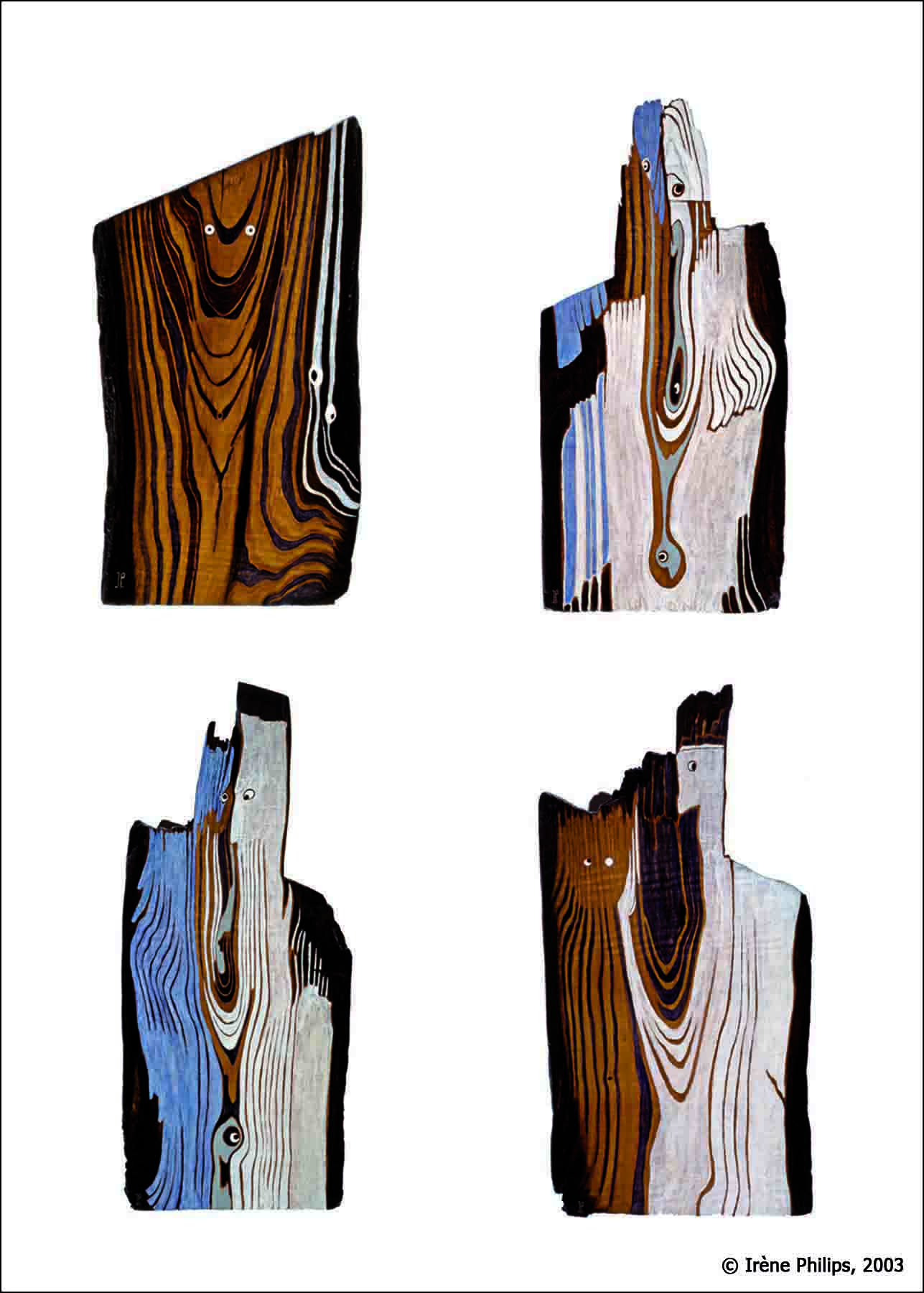 Irène Philips - Painted wood,  THE CARESS, 2003