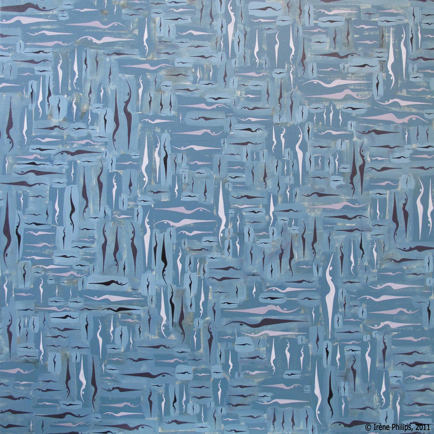 Irène Philips, acrylic painting, WHERE TO STEP? 2011