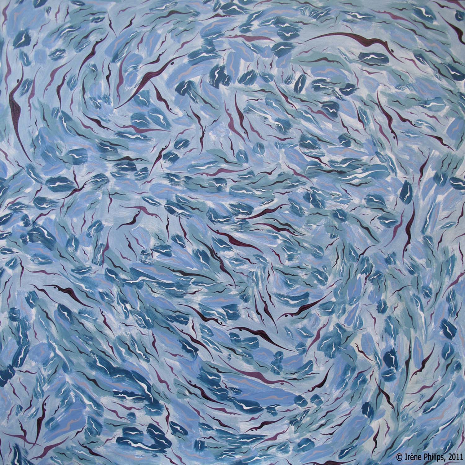 Irène Philips, Acrylic painting, WHERE TO SWIM? 2011